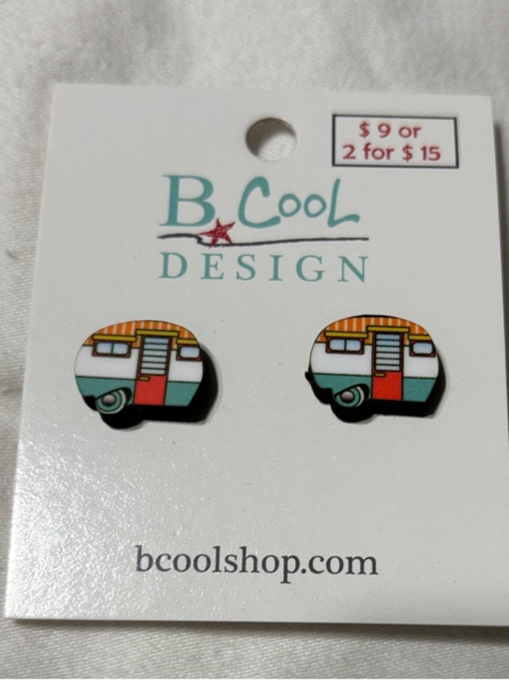 Camper Stud Earrings - Teal & Orange